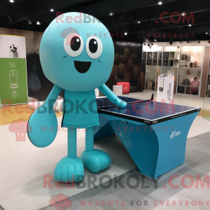 Cyan Ping Pong Table mascot...