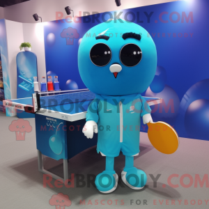 Cyan Ping Pong Bord maskot...