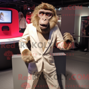 Beige Baboon mascot costume...