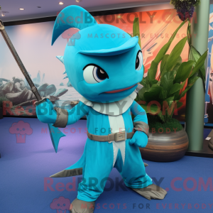 Turquoise Swordfish mascot...