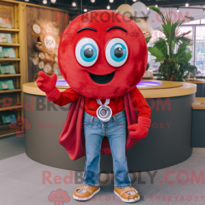 Red Bagels mascot costume...