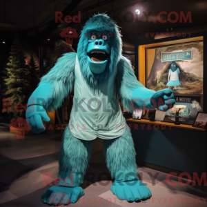 Teal Sasquatch mascot...