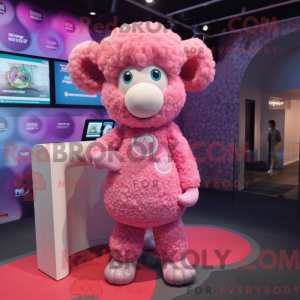 Pink Sheep mascot costume...