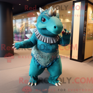 Teal Ankylosaurus mascot...