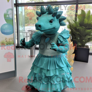 Teal Ankylosaurus mascot...