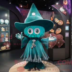 Teal Witch S Hat mascot...