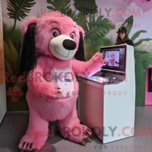 Pink Sloth Bear mascot...