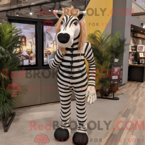 Crème zebra-mascottekostuum...