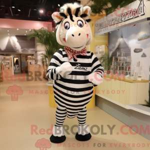 Creme Zebra maskot kostume...