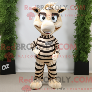 Crème zebra-mascottekostuum...