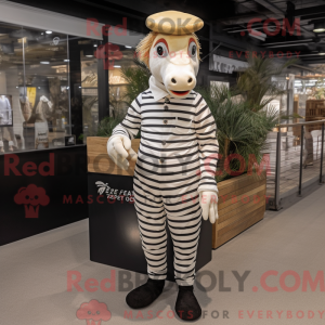 Creme Zebra maskot kostume...
