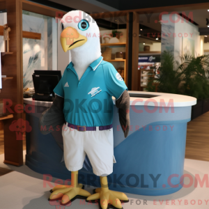 Cyan Bald Eagle mascot...