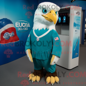 Cyan Bald Eagle mascot...