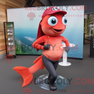 Red Salmon mascot costume...