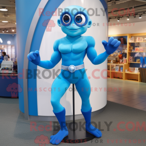Blå akrobat maskot kostume...