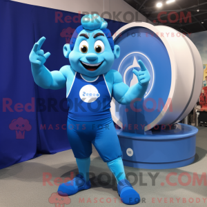Blue Acrobat mascot costume...