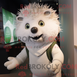 Hvit pinnsvin maskot drak...