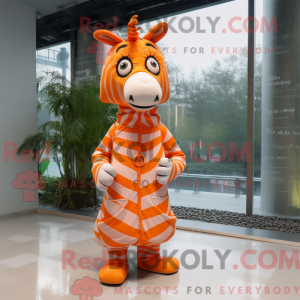 Orange Zebra mascot costume...