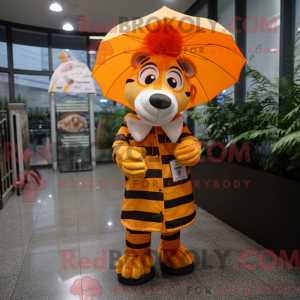 Orange Zebra maskot kostume...