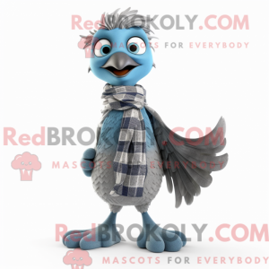 Grey Peacock maskot kostume...