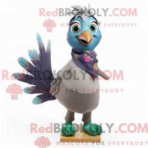 Gray Peacock mascot costume...