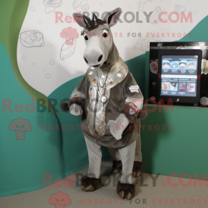 Sølv Okapi maskot kostume...