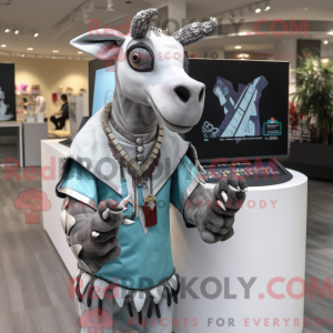 Silver Okapi mascot costume...