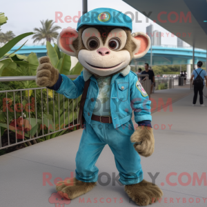 Cyan Capuchin Monkey maskot...