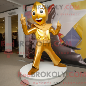 Guld Acrobat maskot kostume...