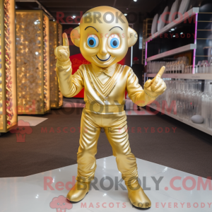 Gold Acrobat mascot costume...
