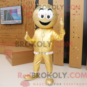 Guld Acrobat maskot kostume...