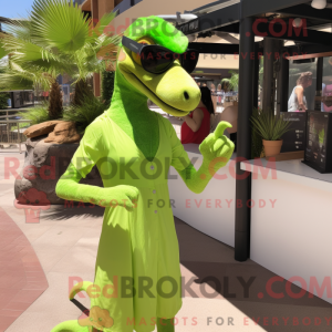 Limegrøn Deinonychus maskot...