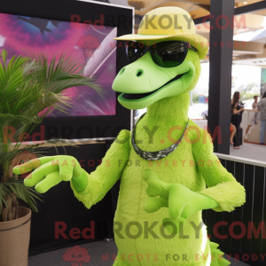 Limegrøn Deinonychus maskot...