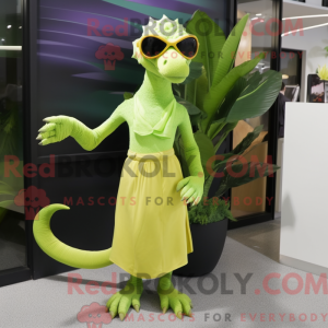Limegrøn Deinonychus maskot...