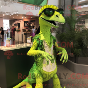 Limegrøn Deinonychus maskot...