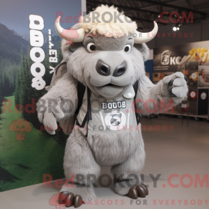 Silver Bison mascot costume...