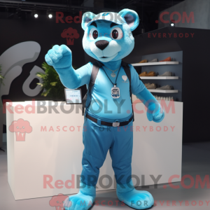 Cyan Panther Maskottchen...