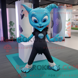 Cyan Vampire mascot costume...