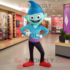 Cyan Vampire mascot costume...