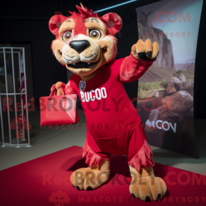 Rød Smilodon maskot kostume...