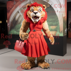 Rød Smilodon maskot kostume...