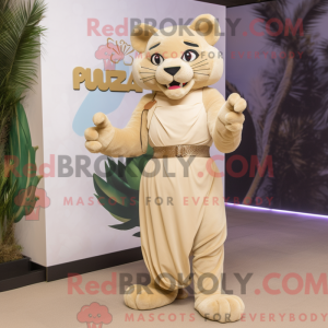 Beige Puma mascot costume...