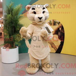 Beige Puma mascot costume...