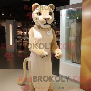 Beige Puma mascot costume...