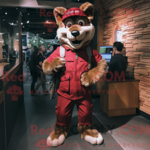 Maroon Wolf maskot kostyme...