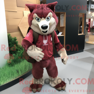 Maroon Wolf maskot kostyme...