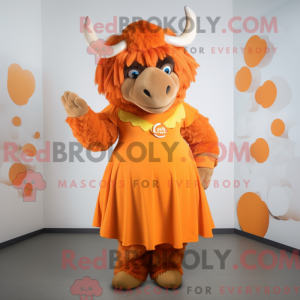 Orange Bison maskot kostume...