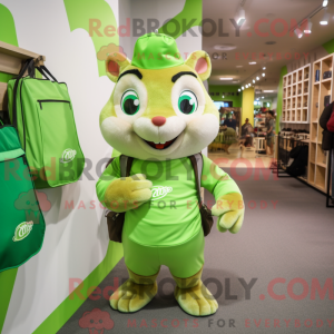 Lime Green Chipmunk mascot...