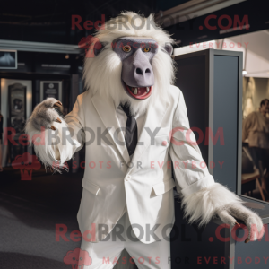 White Baboon mascot costume...