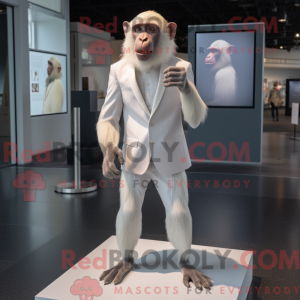 White Baboon mascot costume...